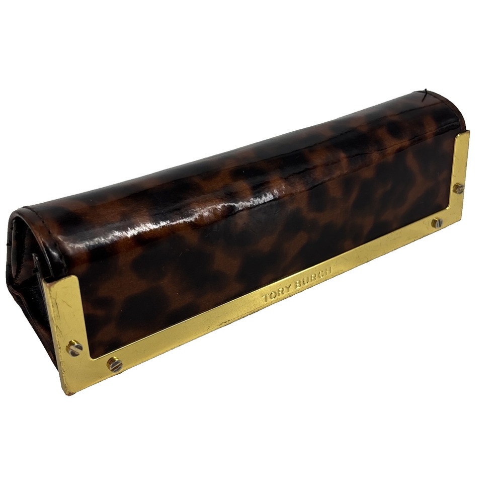 Tory Burch Sunglass Case Animal Print Patent Leather Eyeglasses Readers